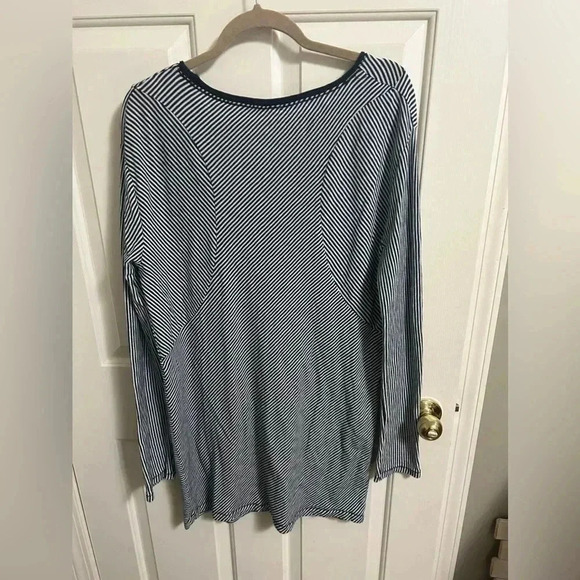 RAG & BONE Navy Blue Stripe Long Sleeve Jersey T Shirt Dress Size L Retails $225 - Picture 4 of 8
